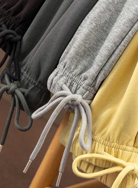 D春天家 早秋面膜裤 法柜垂感松紧高腰阔腿直筒卫裤女80B9 特