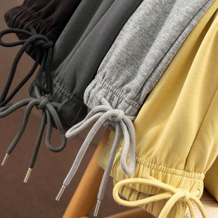 女80B9 法柜垂感松紧高腰阔腿直筒卫裤 特 早秋面膜裤 D春天家