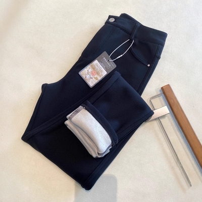 AMR UU◆含羊毛蚕丝舒适保暖高腰显瘦加绒小脚裤女小黑裤秋冬新款