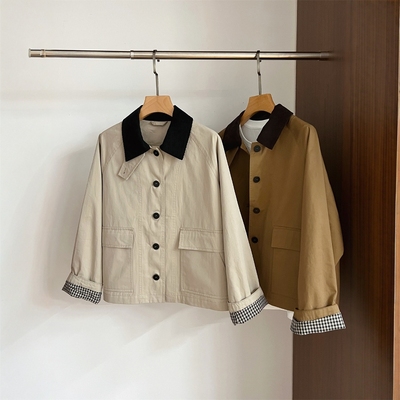 Z柜品相！禾家2025早秋新款女装巴恩风小个子短款外套夹克风衣女