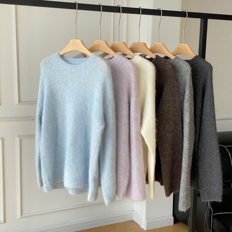 塔尖高端货！秋冬宽松慵懒风高级感软糯亲肤羊驼毛套头毛衣女厚款