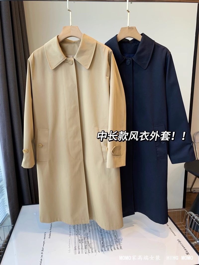 显瘦有气质翻领中长款褶皱风衣