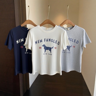 减龄时髦卡通印花正肩显瘦短袖 AMR 休闲 美式 T恤女春夏2026新