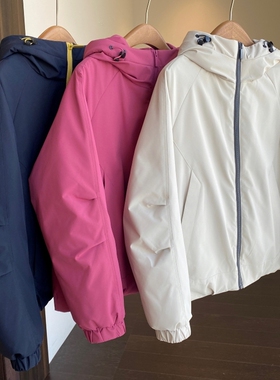 AMR UU◆酷帅时髦 保暖连帽冲锋衣加厚外套羽绒服女2025新款秋冬