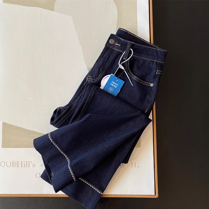 瘦腿滤镜！显腿长直筒柔软高腰显瘦百搭万向弹九分牛仔裤女春夏