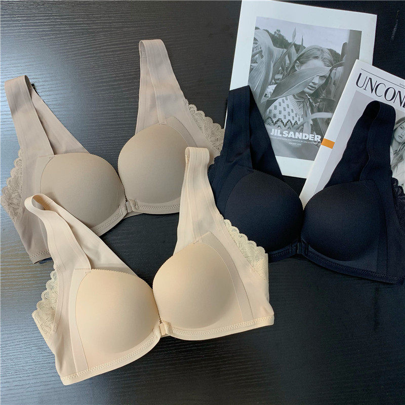 背心式前扣内衣女小胸聚拢性感无钢圈胸罩调整型无痕女士美背文胸
