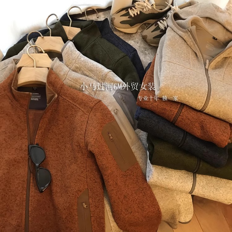 防风抓绒连帽厚卫衣立领男女款