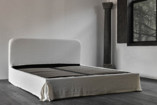 BLASCO双人床侘寂风布艺床艺术设计床亚麻布料进口松木框架 矶物