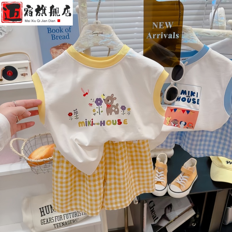 夏季儿童背心套装纯棉男童女童无袖短裤两件套宝宝婴儿薄款夏装潮