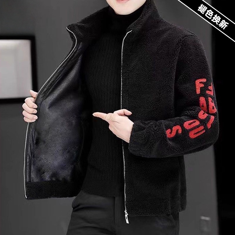 羊羔绒棉衣男士2025秋冬季新款韩版加绒加厚外套体闲保暖棉服开衫