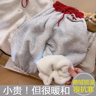 马年儿童加厚长裤秋冬季刺绣卫裤洋气宝宝收口裤男女童运动休闲裤