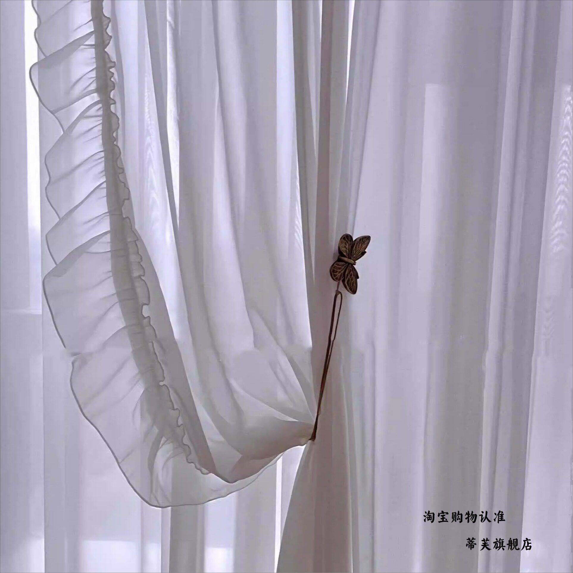 窗帘捆绑带ins法式复古铜色蝴蝶磁铁扣绑带捆绳带绳免打孔磁性绑