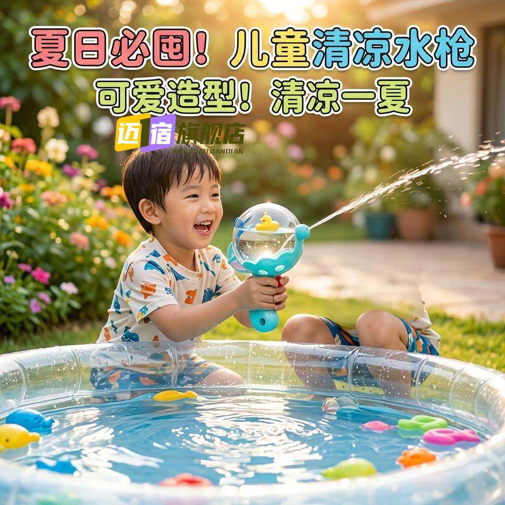 儿童呲水枪2026火爆戏水漂浮鸭透明球小水枪大容量小黄鸭玩具水枪