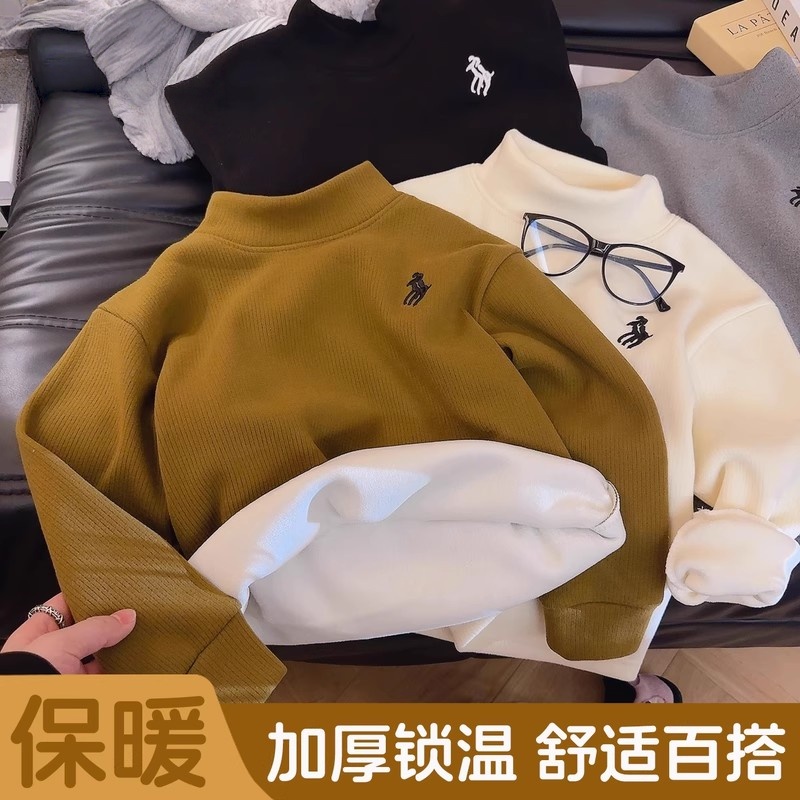 儿童秋冬季新款高领打底衫加厚保暖长袖男女童洋气舒适百搭上衣