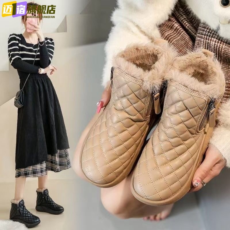 高帮棉鞋女加绒2025冬季爆款厚底雪地靴休闲防滑加厚保暖软底棉靴