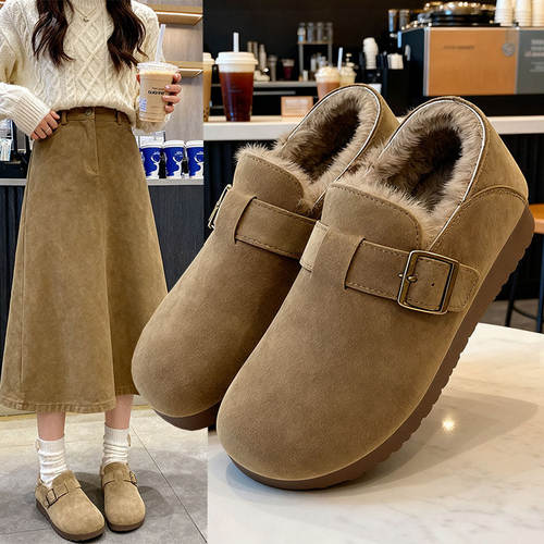 全包加绒勃肯鞋女2025年新款冬季外穿毛毛豆豆棉鞋防滑保暖雪地靴