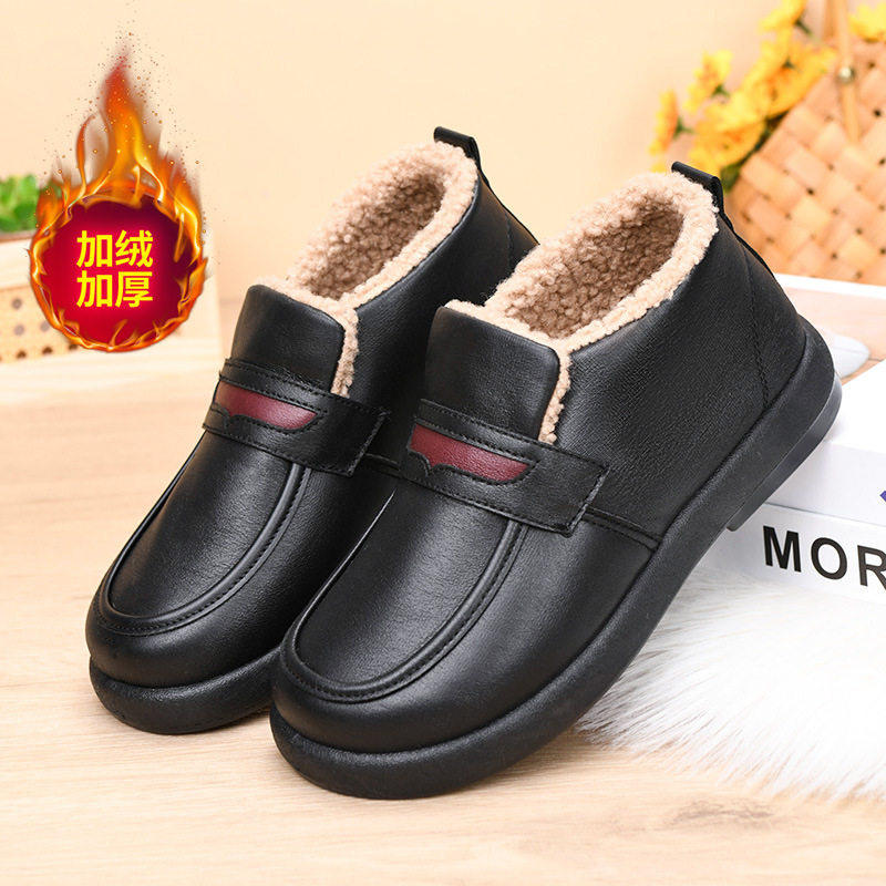 2025冬季新款老北京棉鞋女平底加绒保暖妈妈鞋防滑一脚蹬雪地棉靴,女鞋,棉鞋,淘宝优惠券,粉丝福利购,淘宝优惠卷
