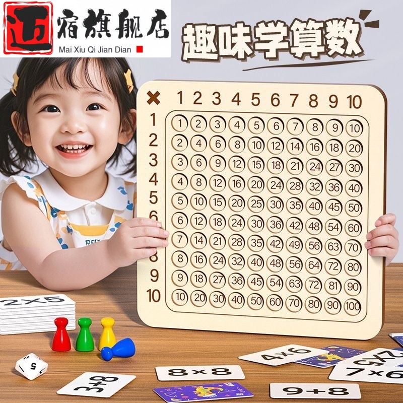 九九乘法口诀表背诵神器卡片二年级数学教具挂墙99练习桌游小学生