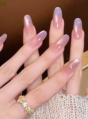 紫韵星河丨纯手工穿戴甲ins风紫色渐变玻璃珠猫眼轻奢日常仙女甲