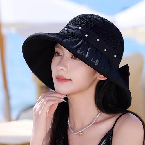 2026新款蝴蝶结渔夫帽子女夏季防晒遮阳帽户外防紫外线优雅太阳帽