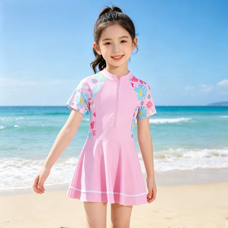 女童游泳衣连体2026夏季新款中大童宝宝时尚好看女孩学生韩版泳衣