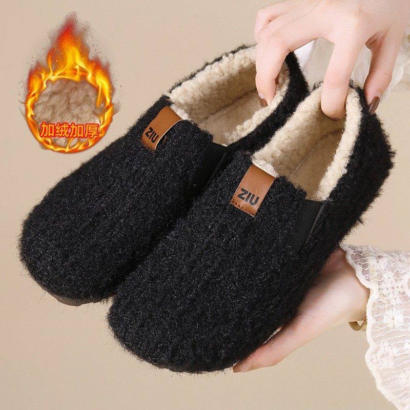 2025冬季韩版仿羊羔毛毛棉鞋女外穿复古加绒妈妈保暖一脚蹬豆豆鞋,女鞋,棉鞋,淘宝优惠券,粉丝福利购,淘宝优惠卷