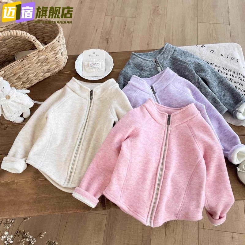 儿童拉炼无骨外套男女童棉袄加绒加厚卫衣保暖校服神器厚棉服童装