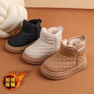 儿童雪地靴2025新款 女童小孩外穿防水防滑保暖靴子 男童加绒二棉鞋