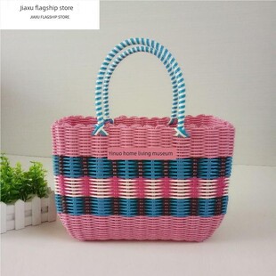 手提篮子藤条编织篮ins覆古买菜秋游藤编竹篮零食花篮手工购物篮
