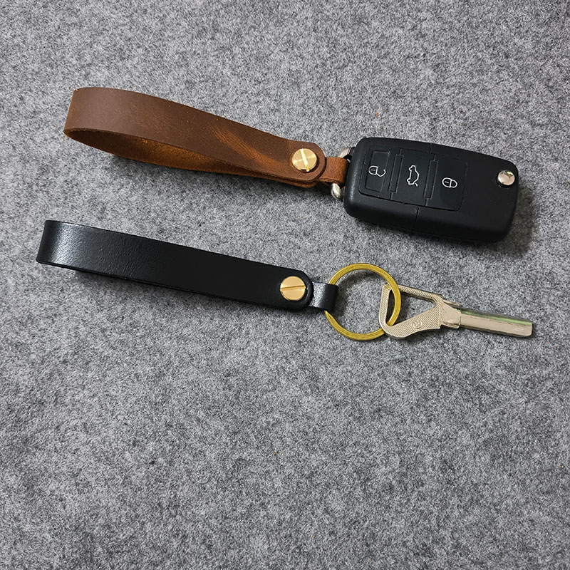 手工纯皮头层牛皮汽车钥匙扣男女车钥匙挂件真皮钥匙链