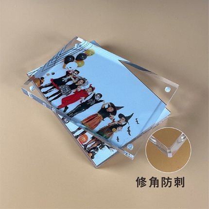 亚克力新款简约相框摆台双面透明5寸6寸7寸8寸9寸强磁吸合展示架