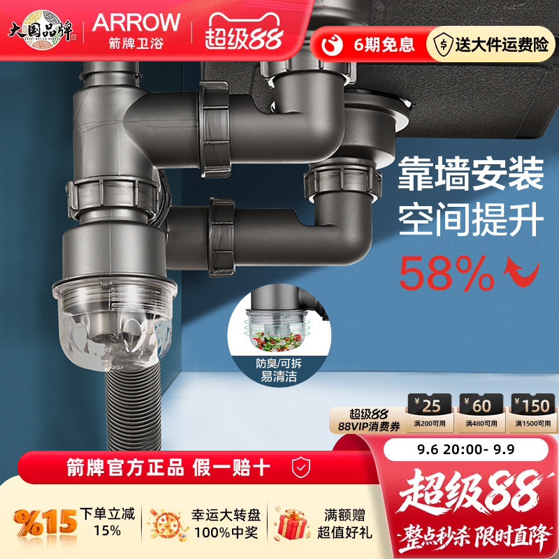 箭牌下水管厨房单槽配件图片