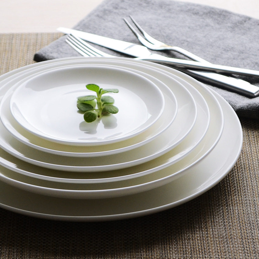 骨瓷咖啡碟精致高端高档纯白陶瓷盘子家用平盘西式餐具牛排盘外贸