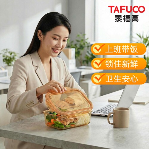 泰福高玻璃饭盒分隔微波炉加热