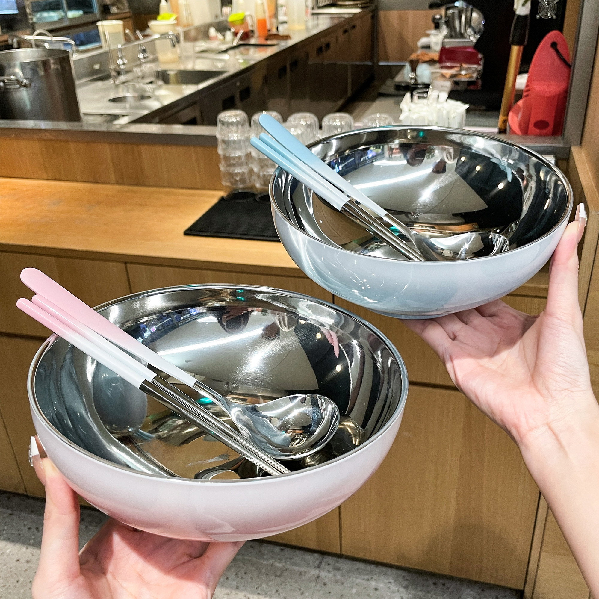 【大吃一碗】不锈钢碗家用2025新款高颜值大碗筷个人专用汤碗面碗