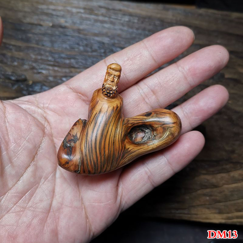 太行崖柏原木手工雕刻达摩手把件 传统怀旧复古随型神像木雕作品