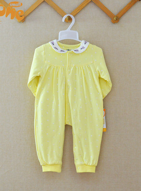 小石头婴儿连体衣春秋款3-6个月女宝宝夹薄棉开裆哈衣爬服1818770