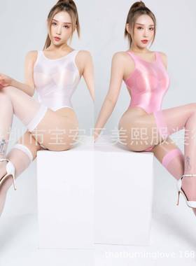 stockings bodysuit silk ice hollow crotch open Shebin shiny