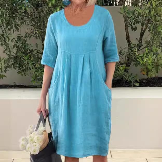 red rose blue royal dress swing large color solid pocket