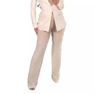 commuter bubble beaded leg wide elastic Womens mesh