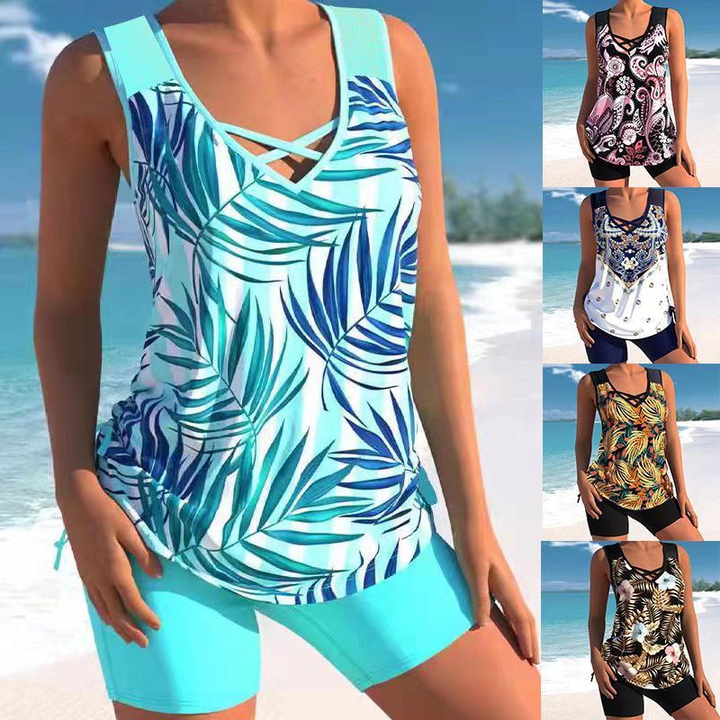 woman for plus black split swimsuit size Fat floral bikini