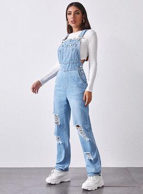 straight-leg Washed and jumpsuit simple cut jeans versatile