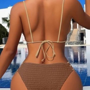 swimwear piece two bikini cheeky back metal strap