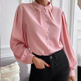 sleeve breasted single neck long ladies shirt womens