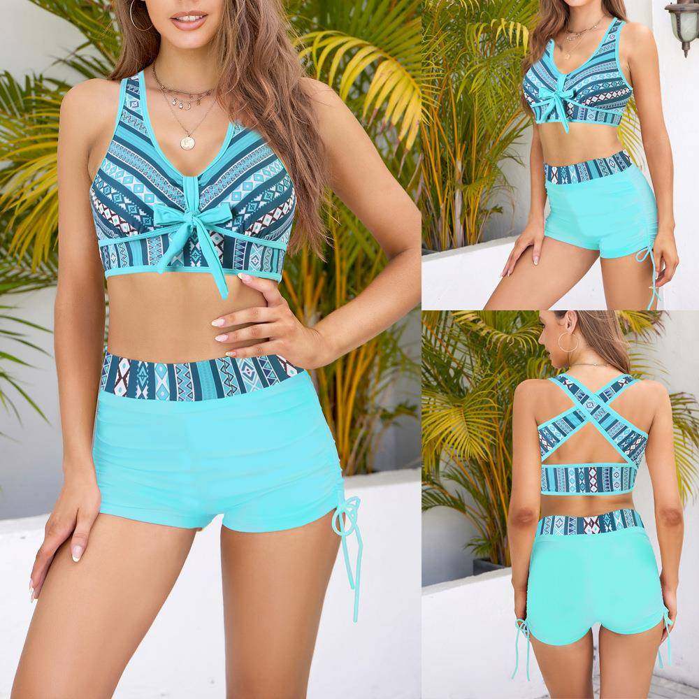 Two-piece swimsuit for women slim and sexy backless boxer