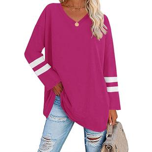 Drop Shoulder Womens Color Loose Sleeve shirt Contrast