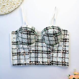 Top Fishbone Shaping Body Sequined Woolen Outerwear Women