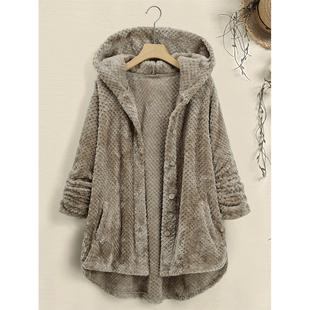 womens double faced fleece hooded large jacket medium size