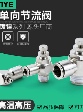 气动全铜镀镍气管接头调速单向限流气缸节流阀SL6-01/8-02/10-03