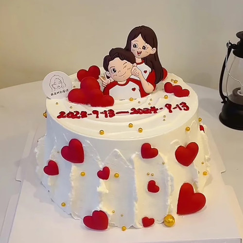 七夕情人节生日蛋糕装饰摆件周年纪念日生日蛋糕装饰配件love情侣